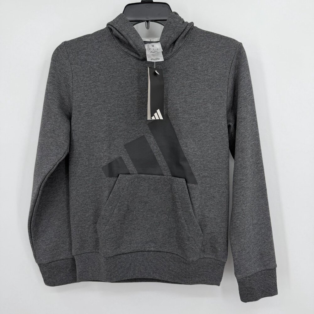 Adidas Boys Essential Big Logo Pullover Hoodie Sweatshirt M/10-12 Dk Gray Fleece